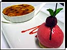 Vanilla and Raspberry Creme Brulee with Raspberry Sorbet